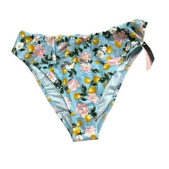 Victoria's Secret Swim Ruffle High-Waist Cheeky Bikini Bottom Blue Lemon - Picture 3 of 5